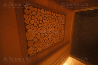 Панно из можжевельника, 400х400 мм., декор бани