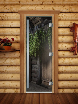 Дверь для сауны DoorWood Престиж А002 с фотопечатью, 70х190, коробка ольха