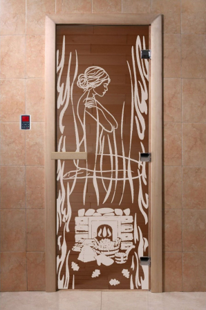 Стеклянная дверь DoorWood Волшебный пар бронза, коробка ольха